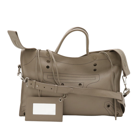 Balenciaga Leather Motocross Blackout City Satchel