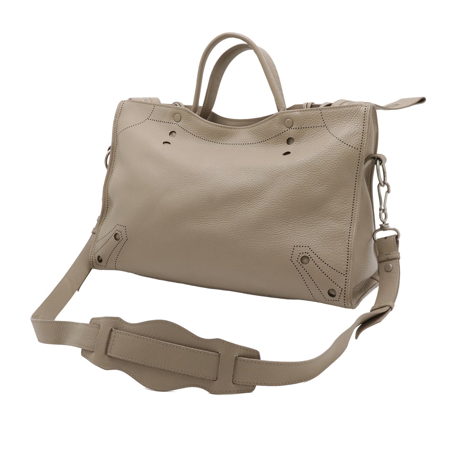 Balenciaga Leather Motocross Blackout City Satchel