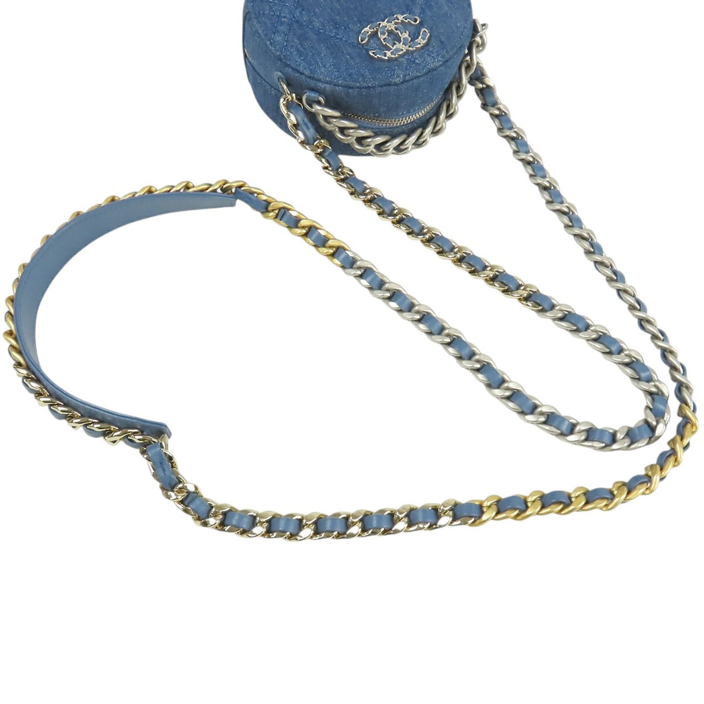 Chanel Denim 19 Round Clutch with Chain