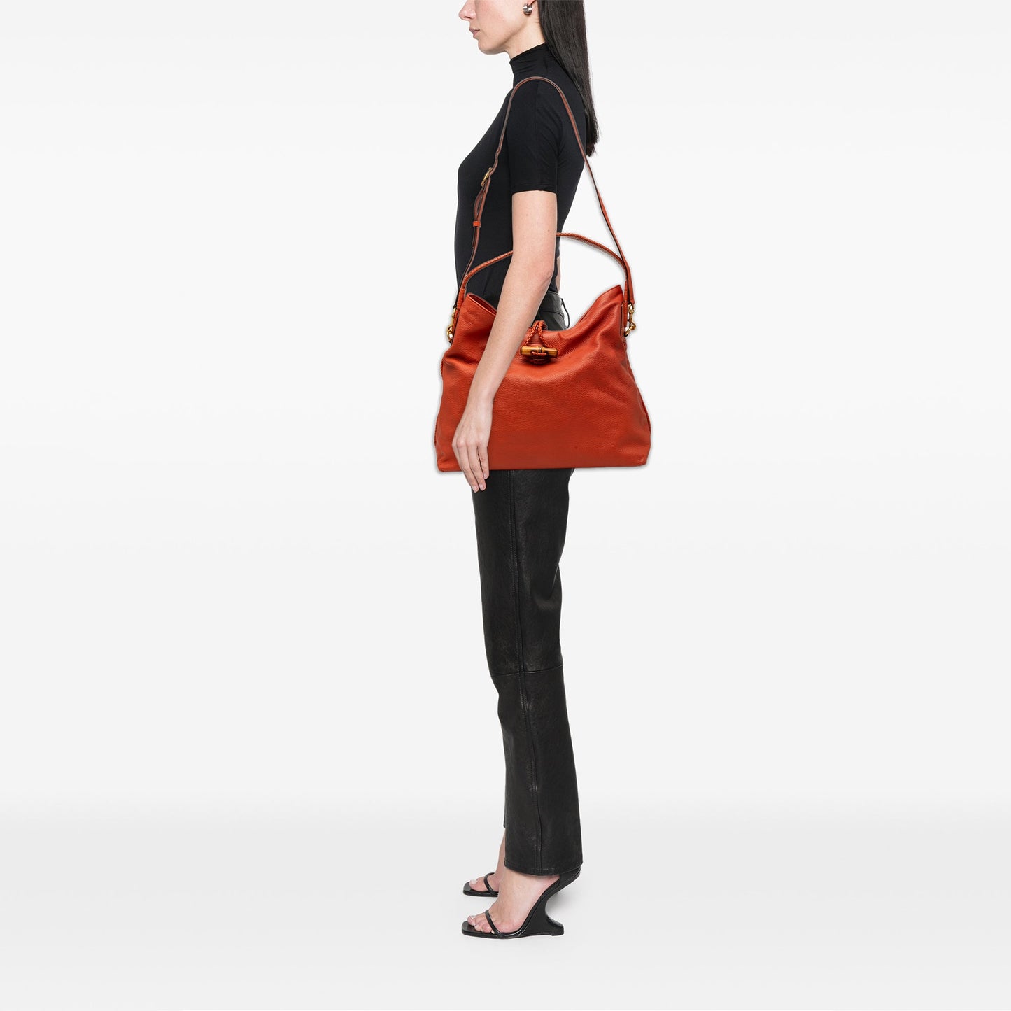 Gucci Calfskin Hip Bamboo Satchel