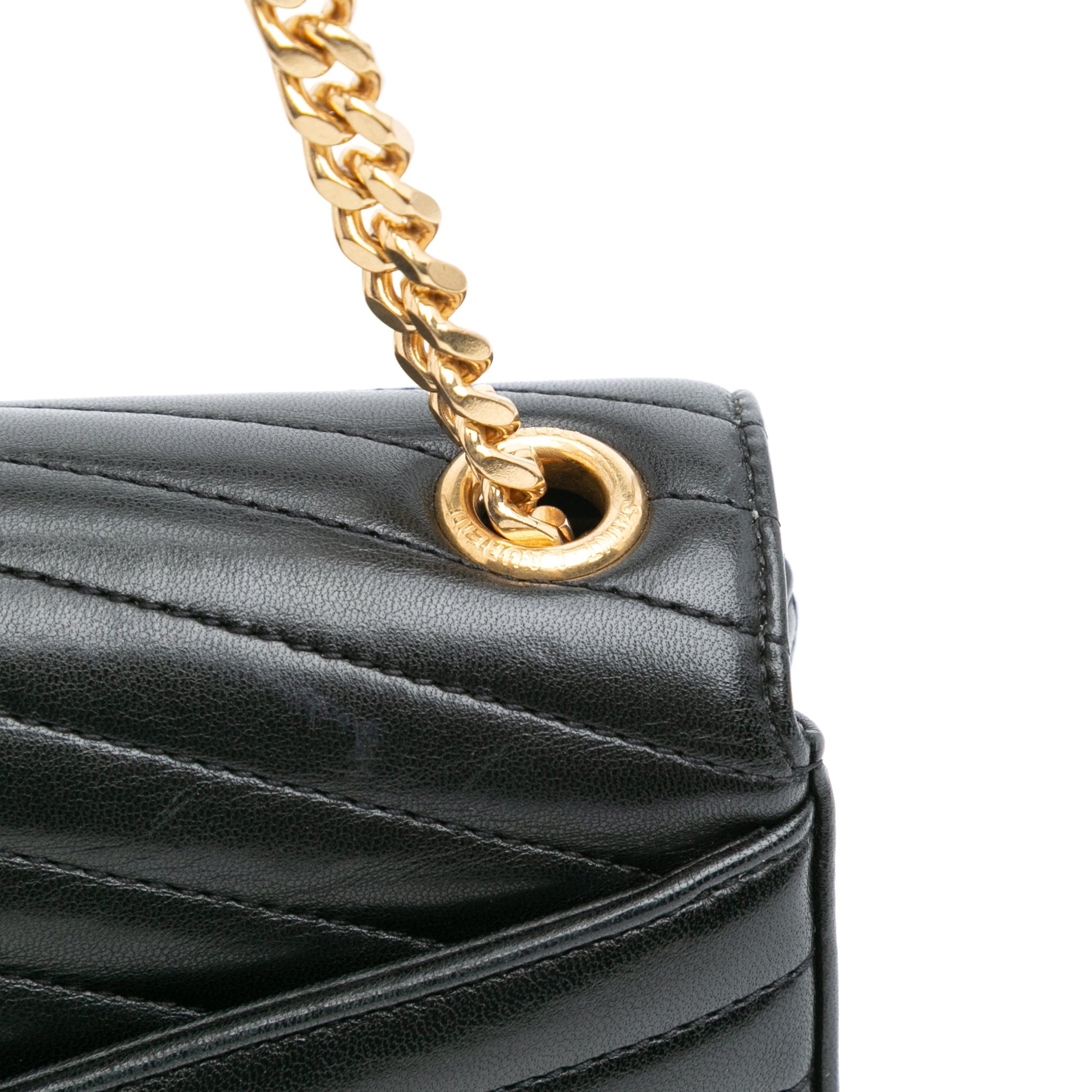 Saint Laurent Small Chevron Lambskin Monogram Sulpice Bag