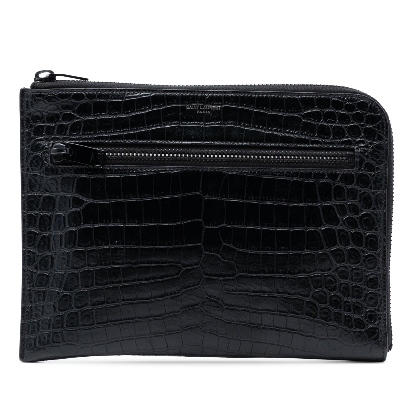 Croc Embossed Leather Clutch