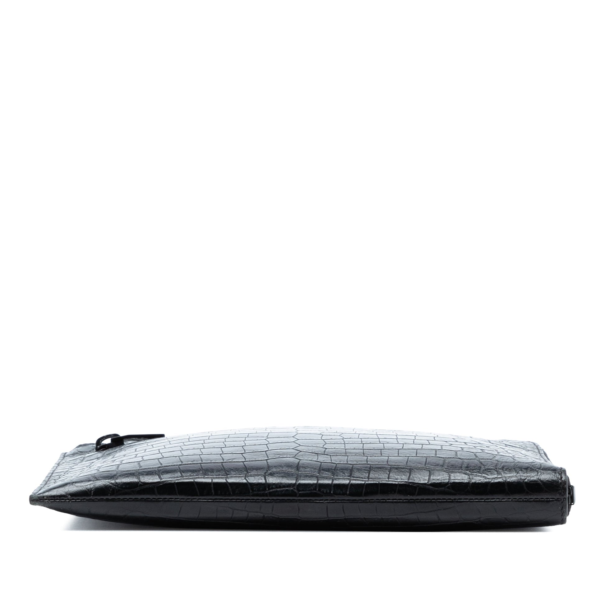 Croc Embossed Leather Clutch