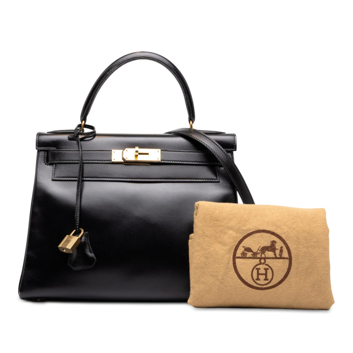 Hermès Box Calf Kelly Retourne 28 — Black