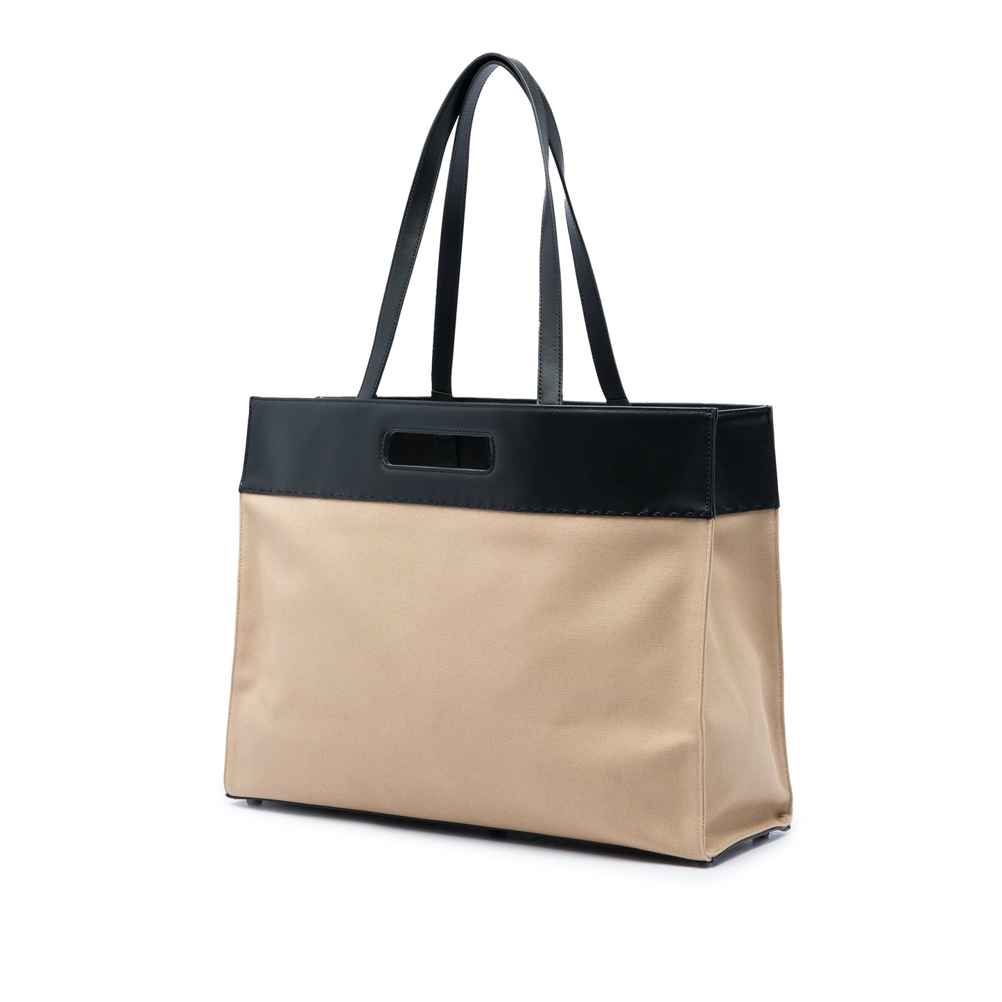 Fendi Canvas Logo Cut Out Handle Shopper Tote