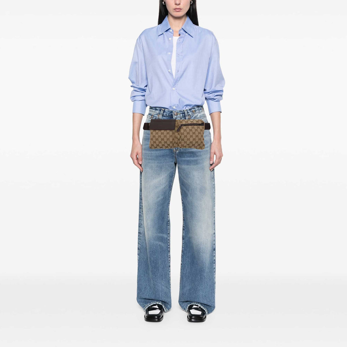 Gucci GG Canvas Double Pocket Belt Bag