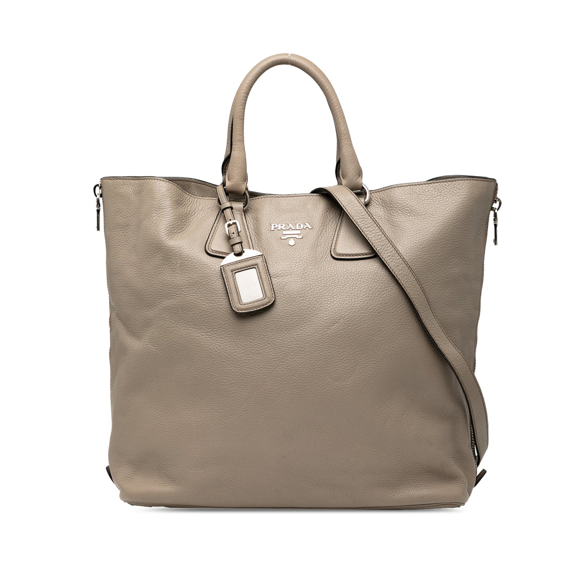 Prada Vitello Daino Side Zip Convertible Tote