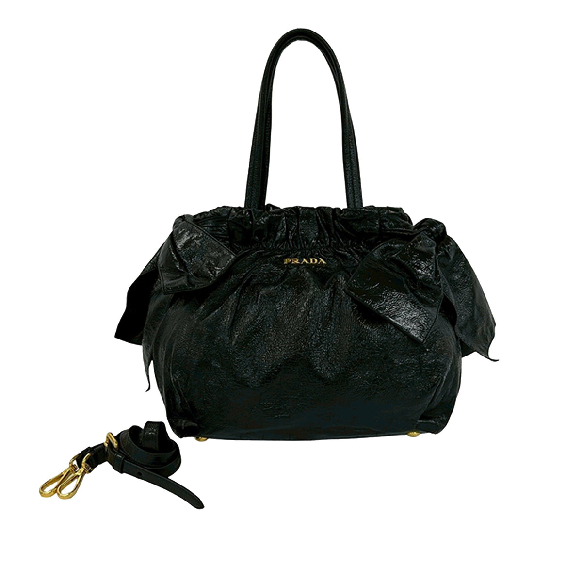 Prada Vernice Gaufre Bow Satchel