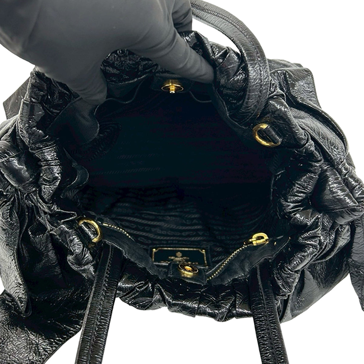 Prada Vernice Gaufre Bow Satchel