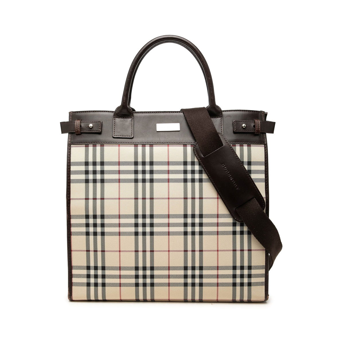 Burberry House Check Canvas Convertible Tote — Beige