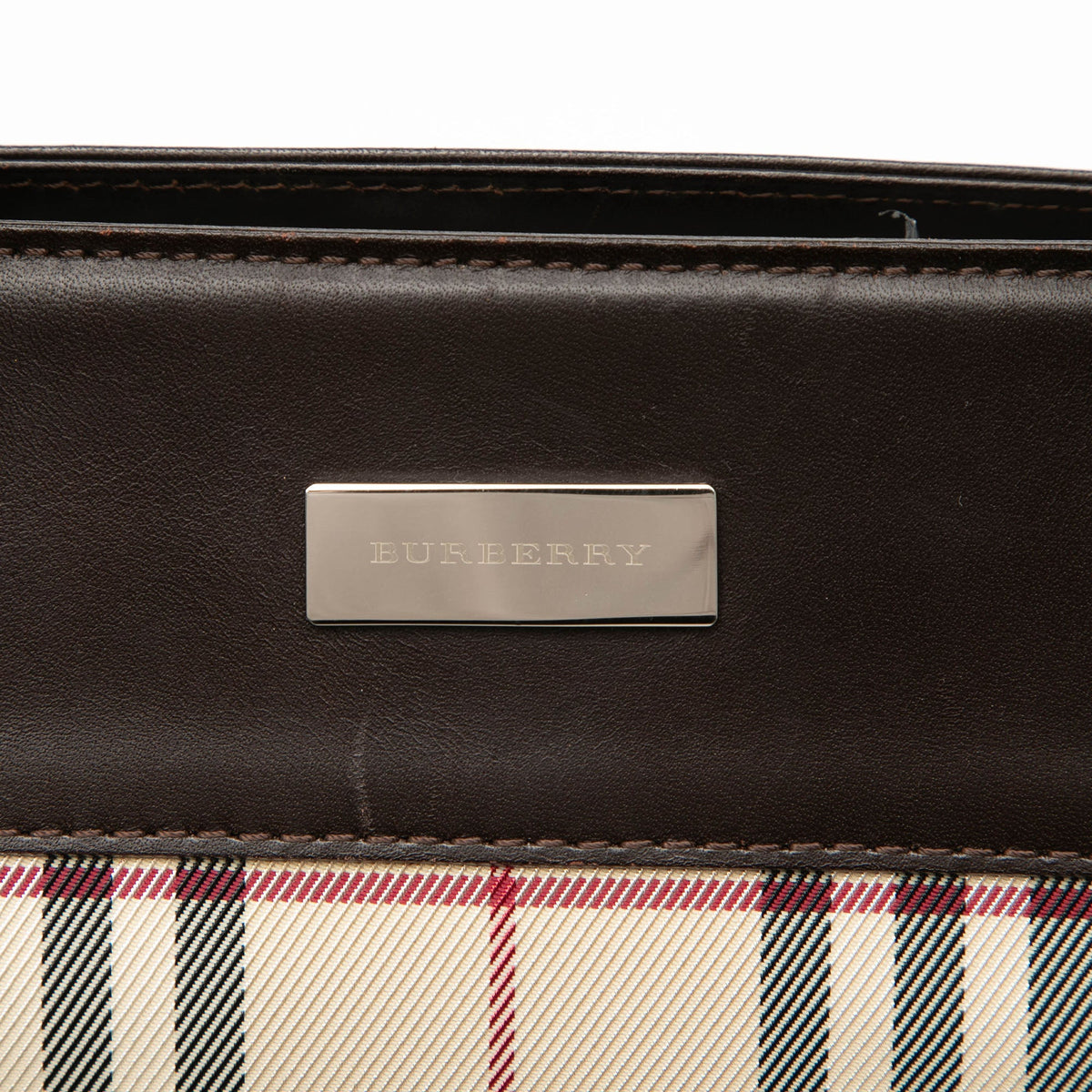 Burberry House Check Canvas Convertible Tote — Beige