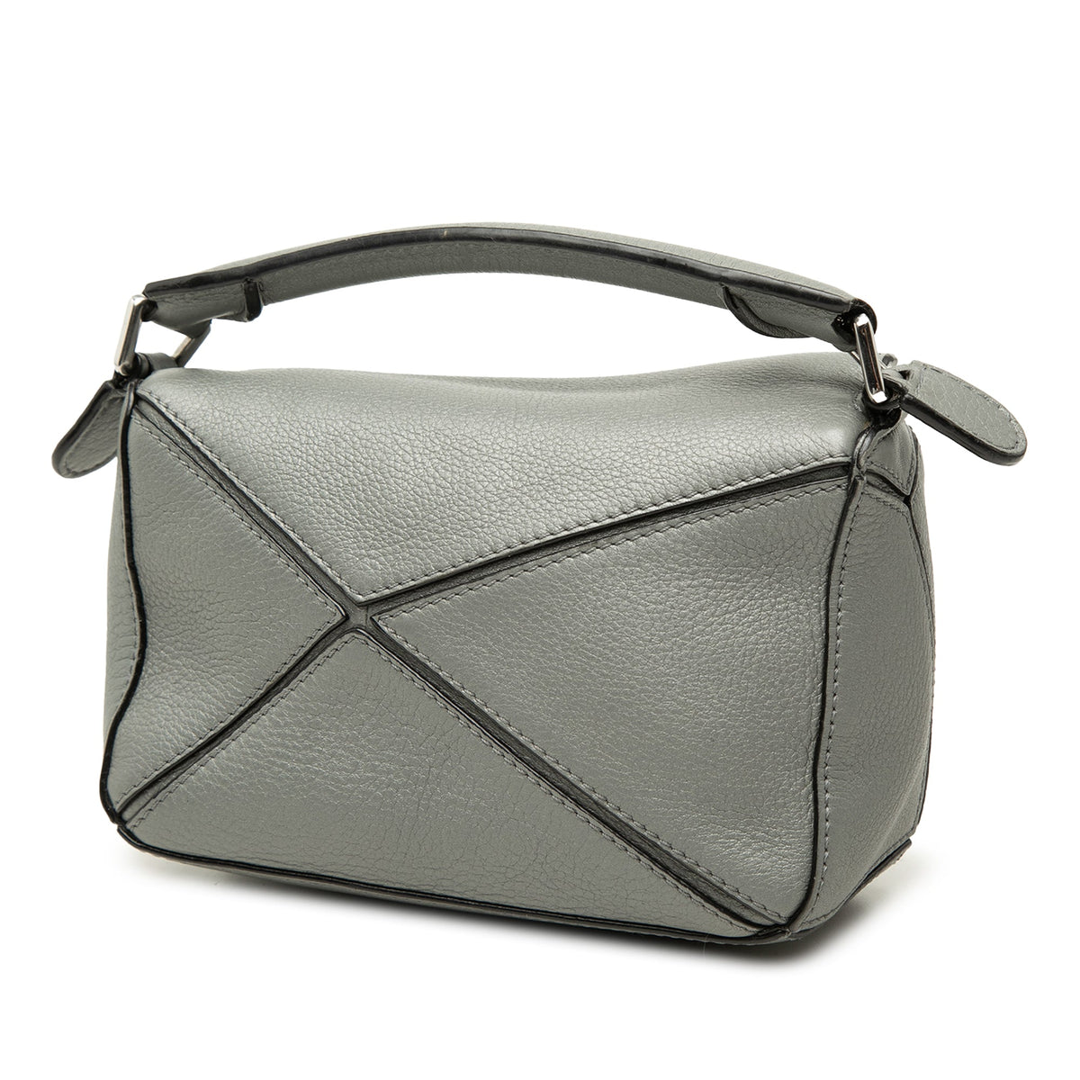 LOEWE Mini Calfskin Puzzle Satchel — Gray