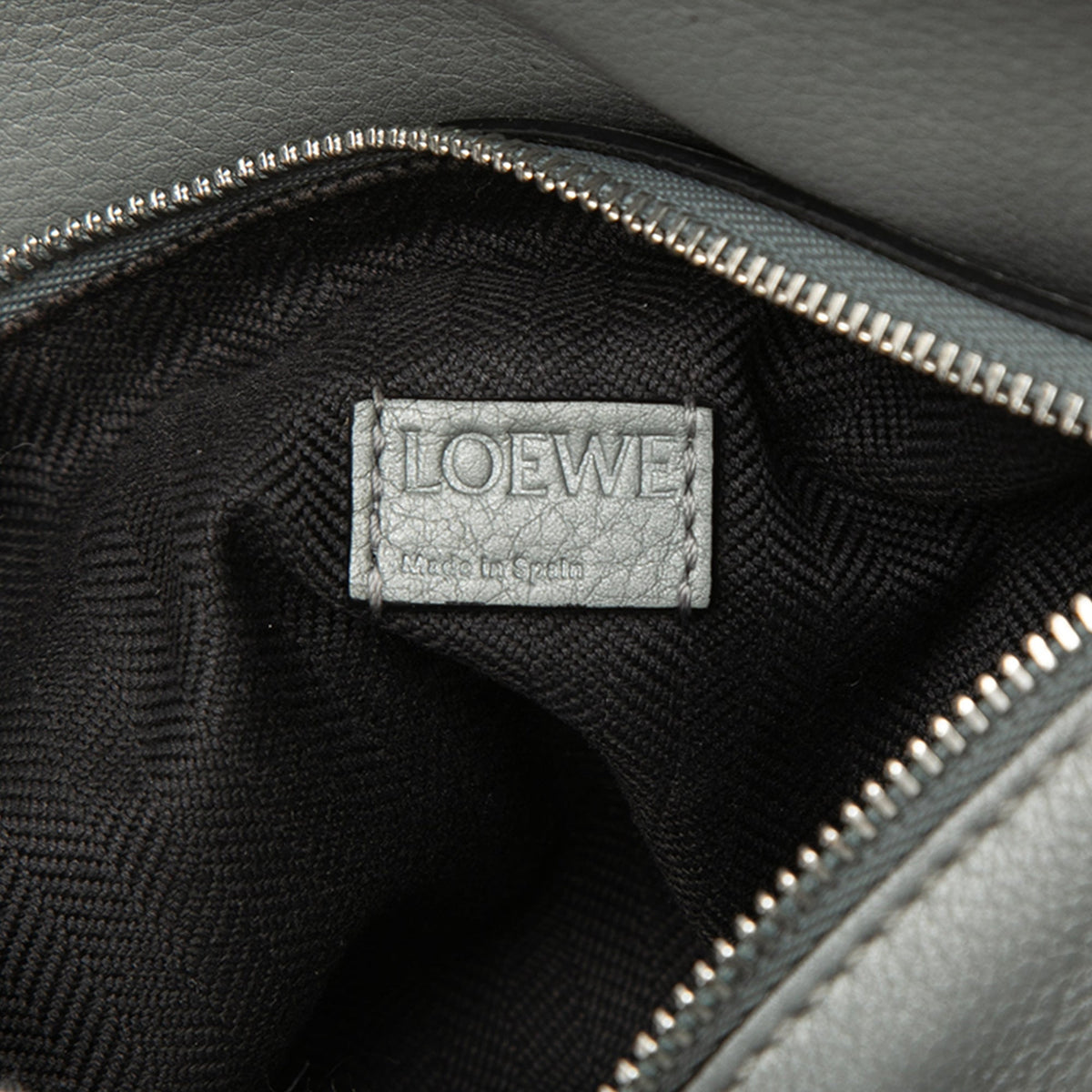 LOEWE Mini Calfskin Puzzle Satchel — Gray