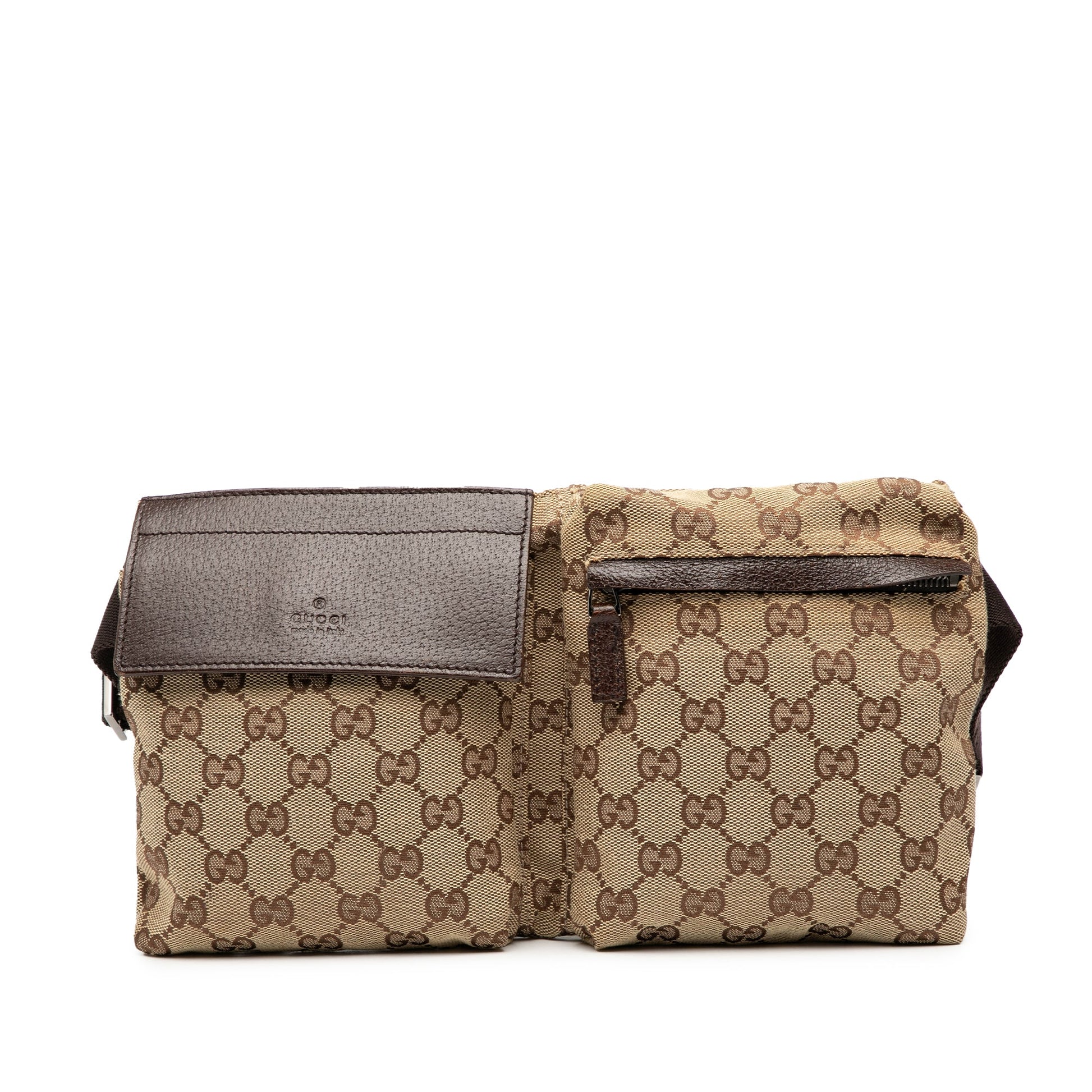 Gucci GG Canvas Double Pocket Belt Bag