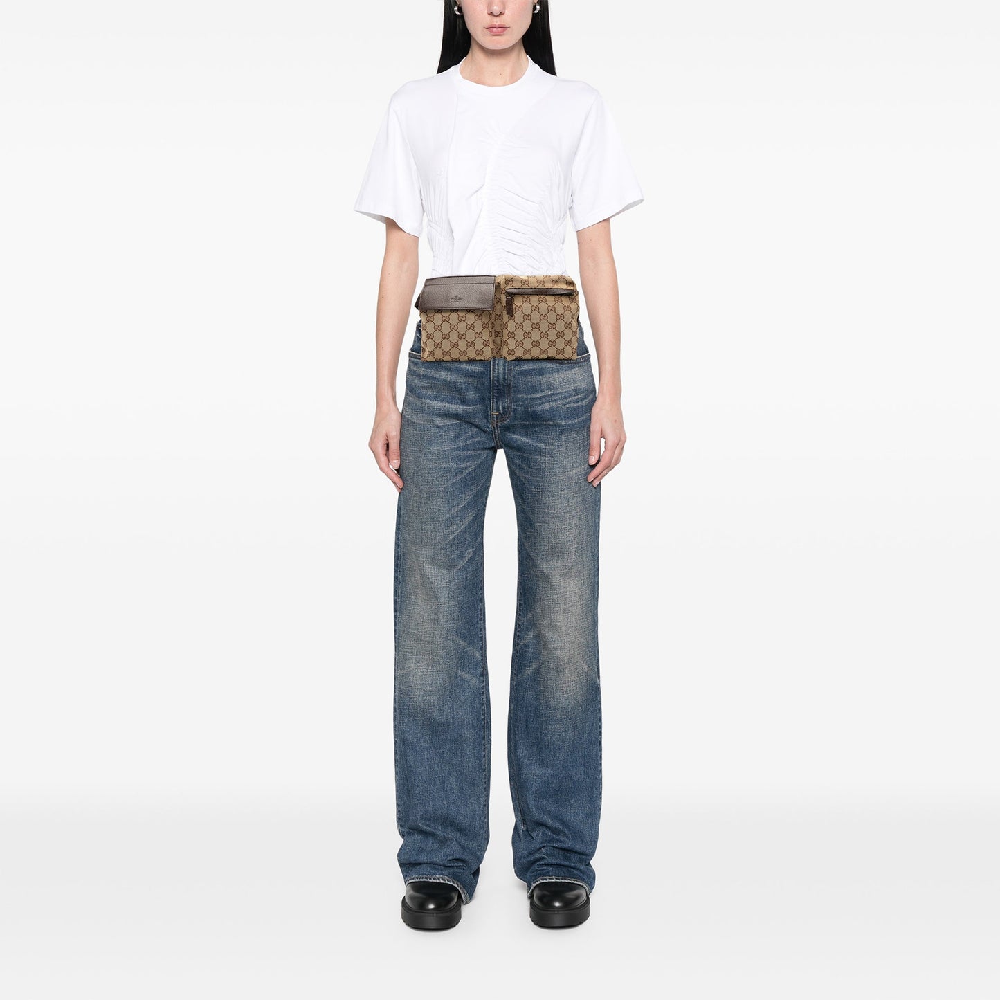 Gucci GG Canvas Double Pocket Belt Bag