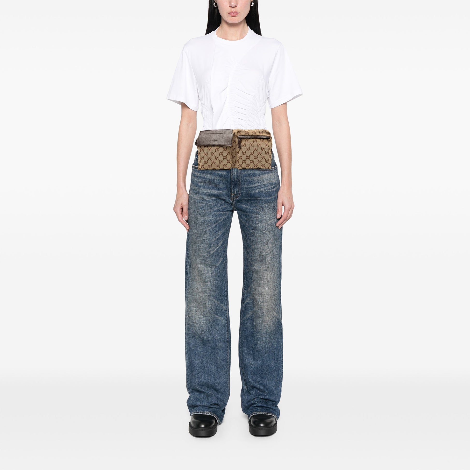 Gucci GG Canvas Double Pocket Belt Bag