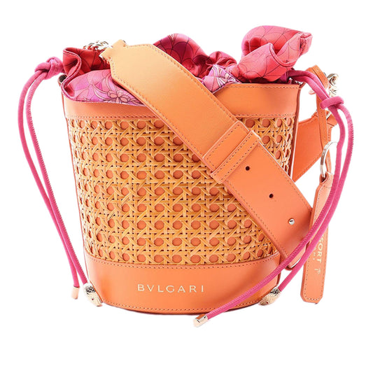 Bvlgari Raffia Serpenti Forever Bucket Bag