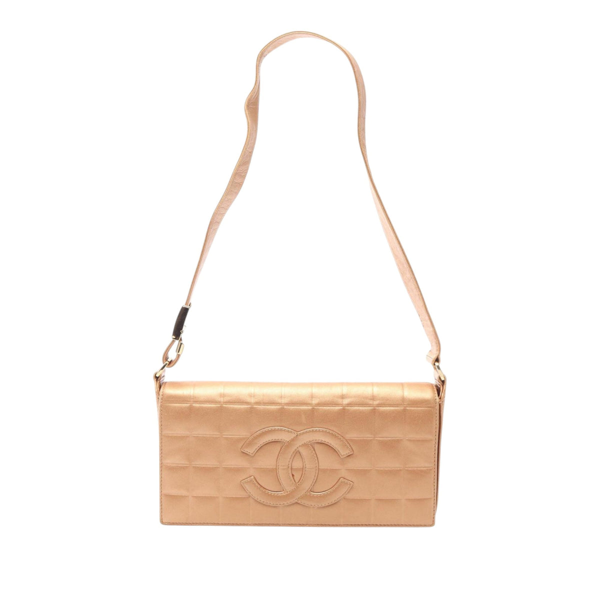Chanel CC Chocolate Bar Metallic Lambskin Shoulder Bag