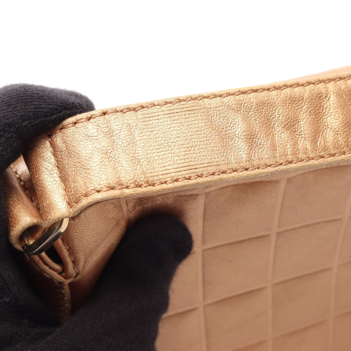 Chanel CC Chocolate Bar Metallic Lambskin Shoulder Bag