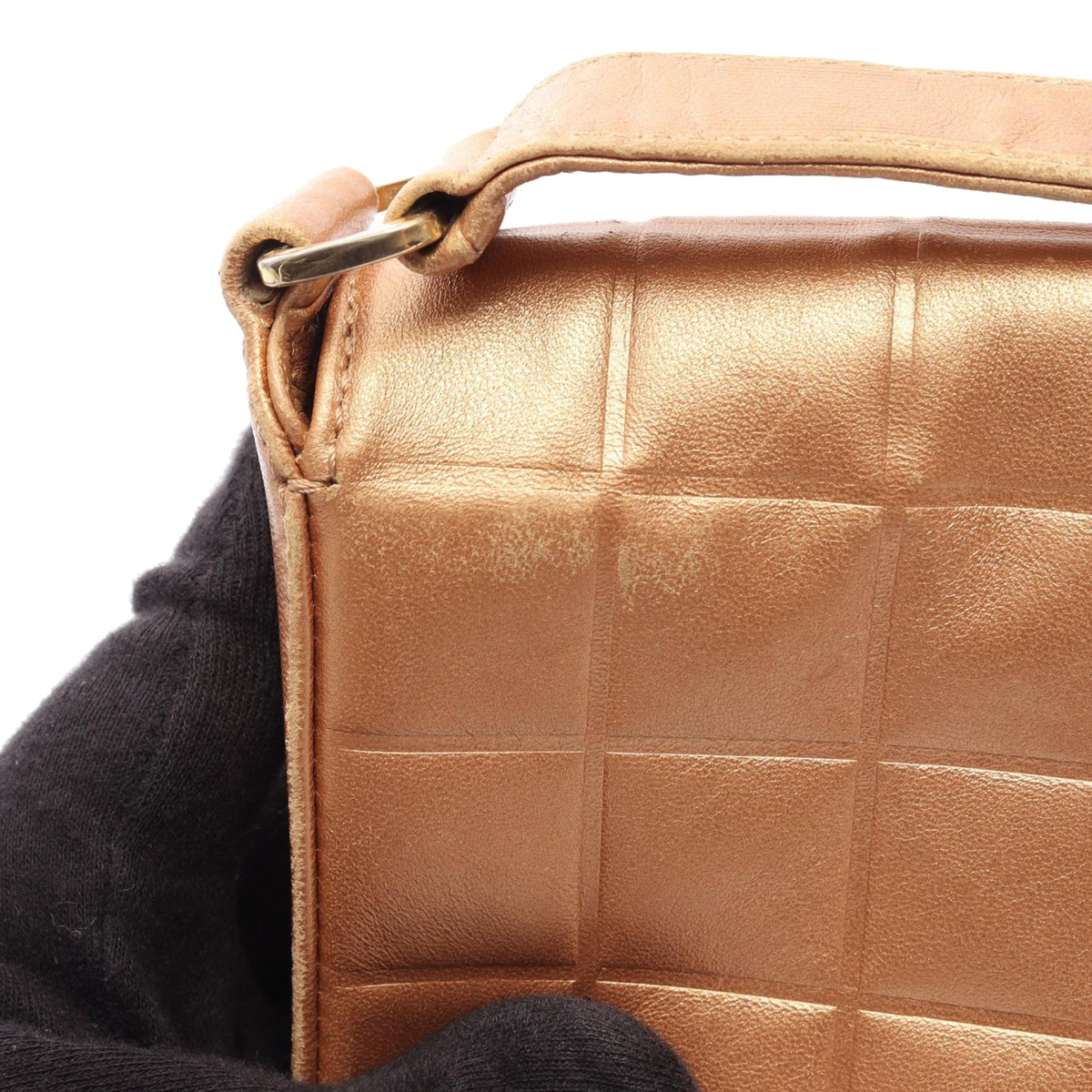Chanel CC Chocolate Bar Metallic Lambskin Shoulder Bag