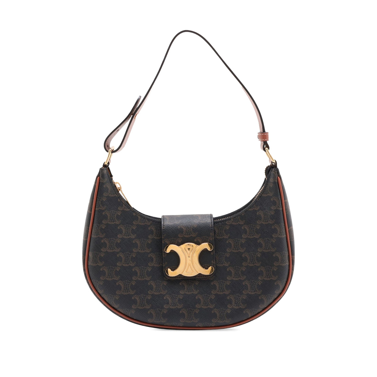 Celine Medium Triomphe Coated Canvas Ava Triomphe Shoulder Bag — Brown
