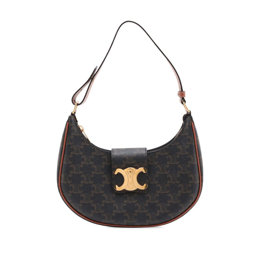 Celine Medium Triomphe Coated Canvas Ava Triomphe Shoulder Bag — Brown