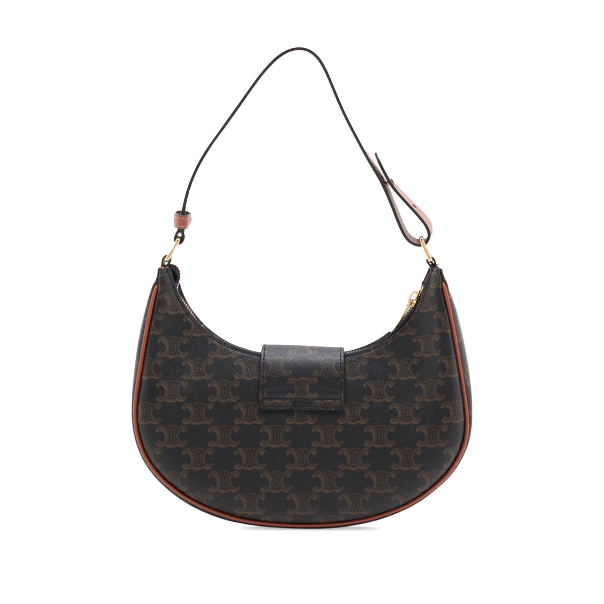 Celine Medium Triomphe Coated Canvas Ava Triomphe Shoulder Bag — Brown