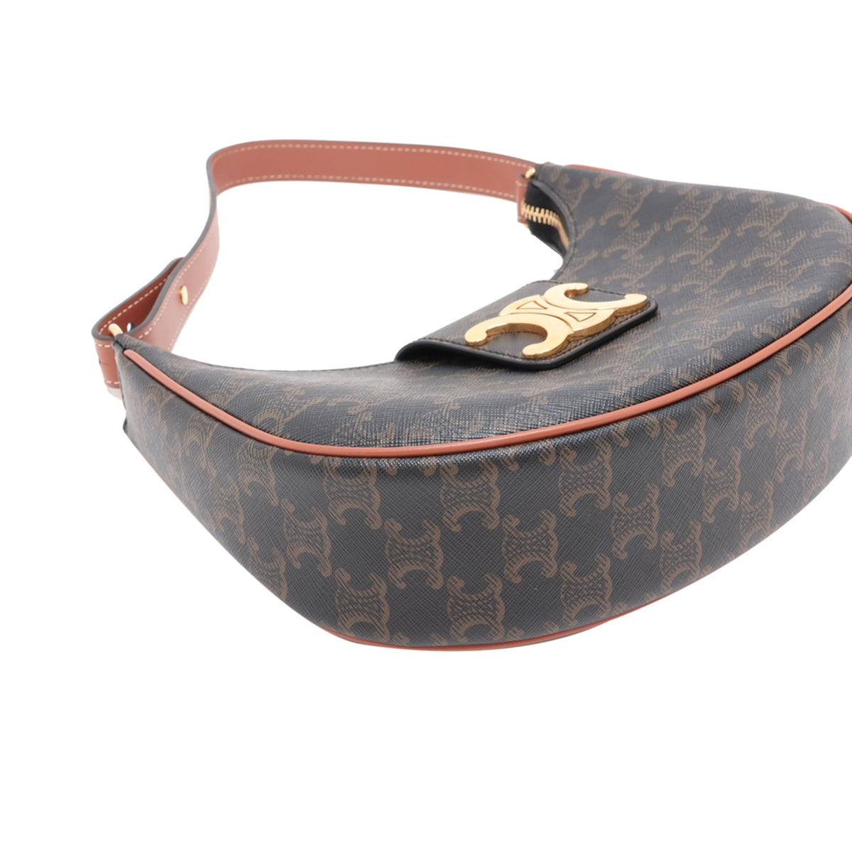 Celine Medium Triomphe Coated Canvas Ava Triomphe Shoulder Bag — Brown