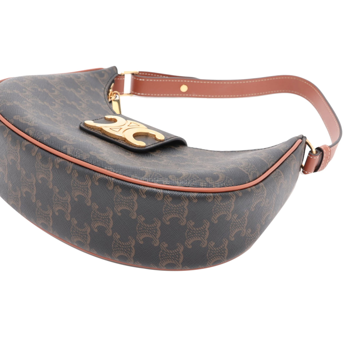 Celine Medium Triomphe Coated Canvas Ava Triomphe Shoulder Bag — Brown