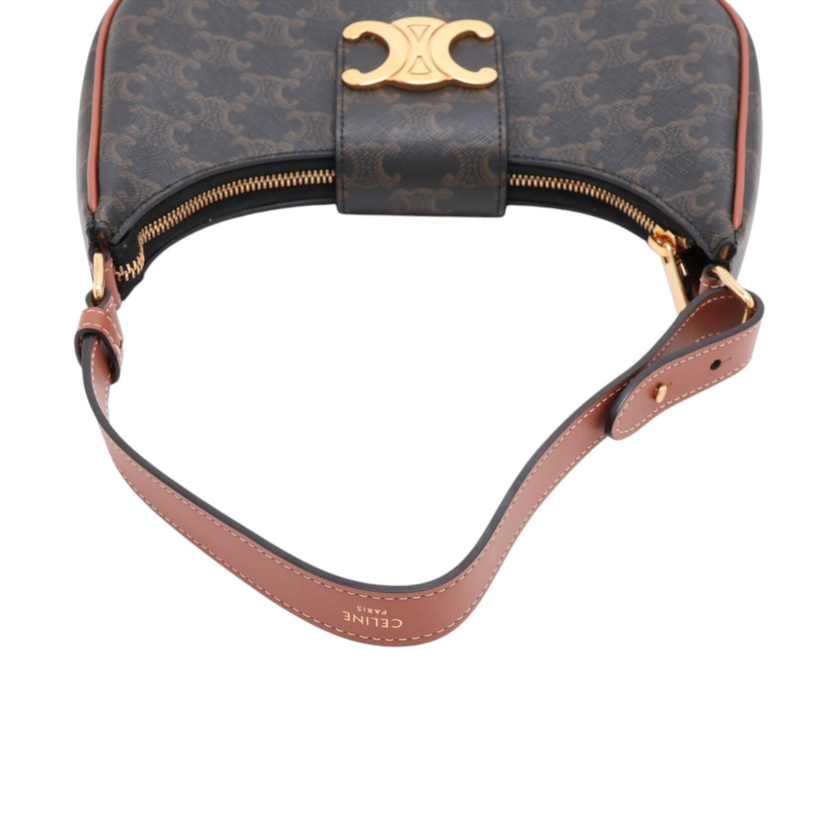 Celine Medium Triomphe Coated Canvas Ava Triomphe Shoulder Bag — Brown