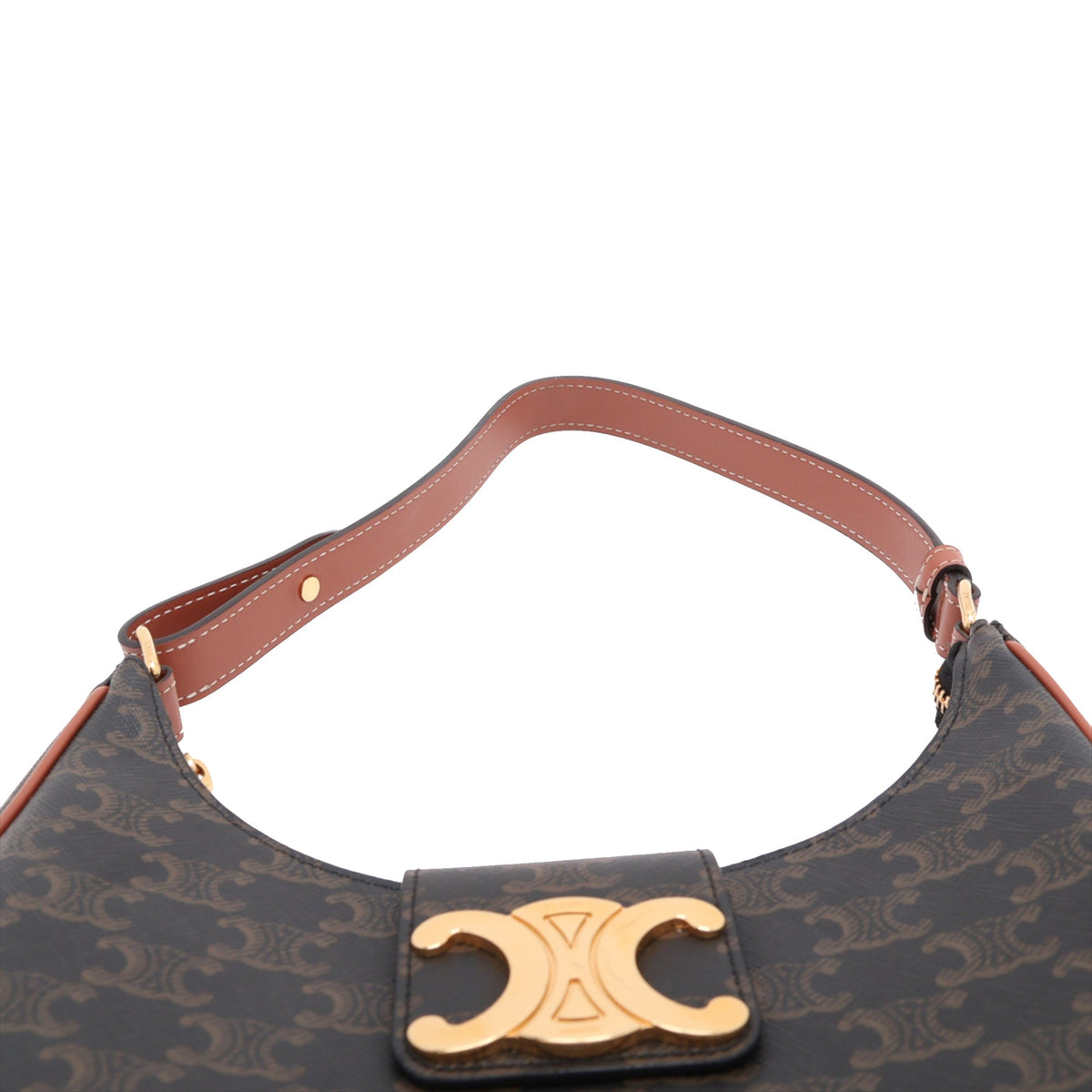 Celine Medium Triomphe Coated Canvas Ava Triomphe Shoulder Bag — Brown