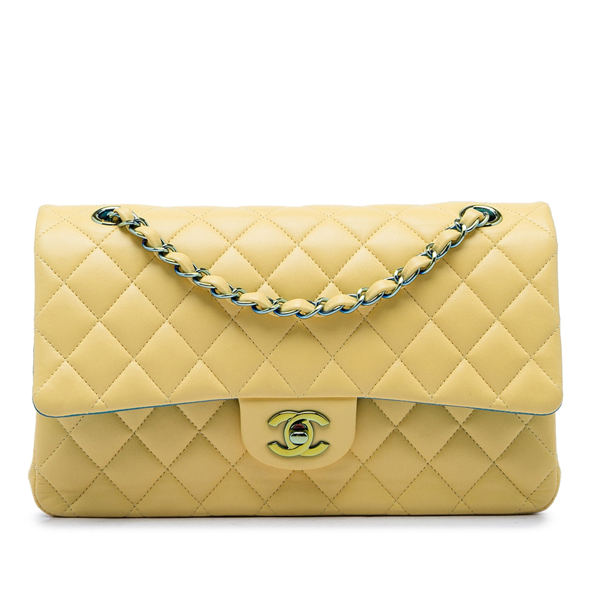 Chanel Medium Classic Lambskin Double Flap — Yellow