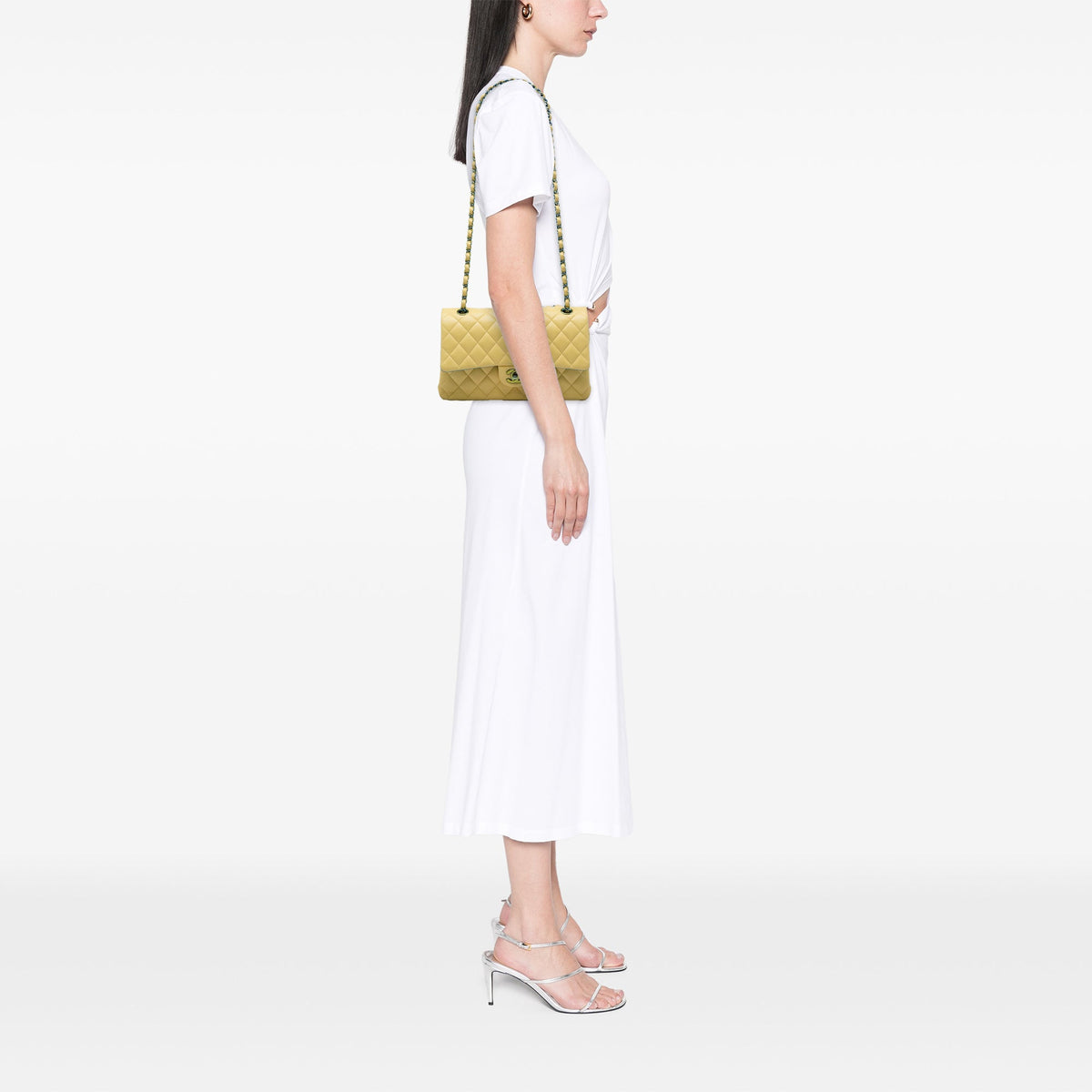Chanel Medium Classic Lambskin Double Flap — Yellow