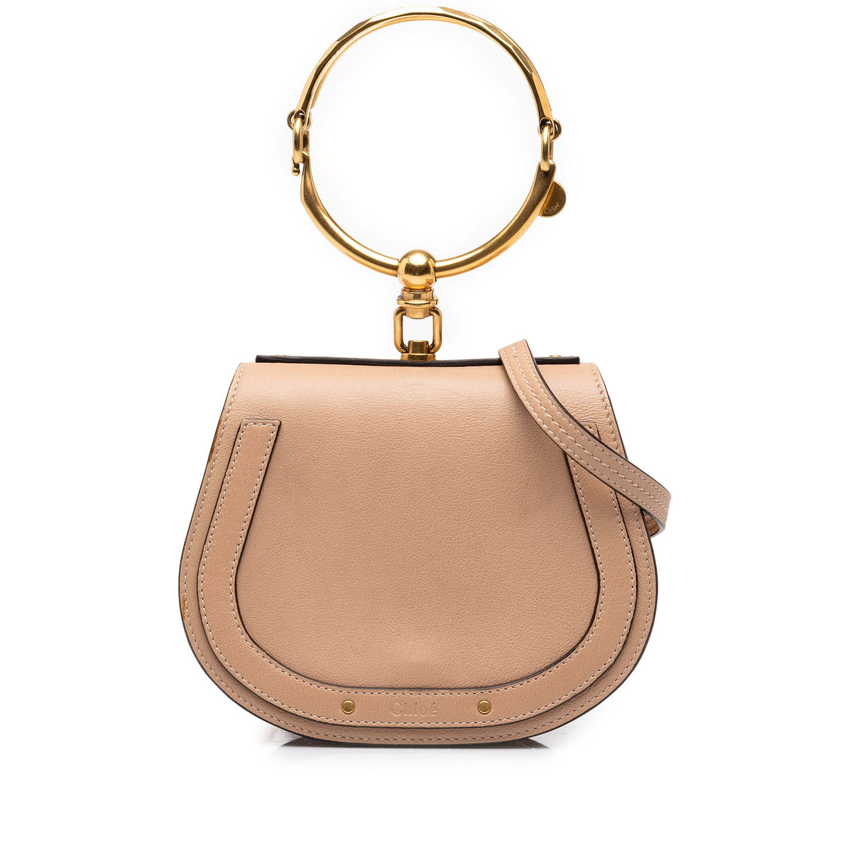 Chloé Small Leather Nile Bracelet Satchel — Beige