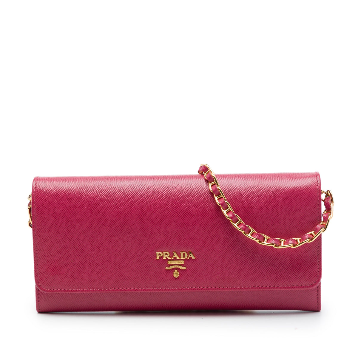 Prada Saffiano Wallet On Chain — Pink