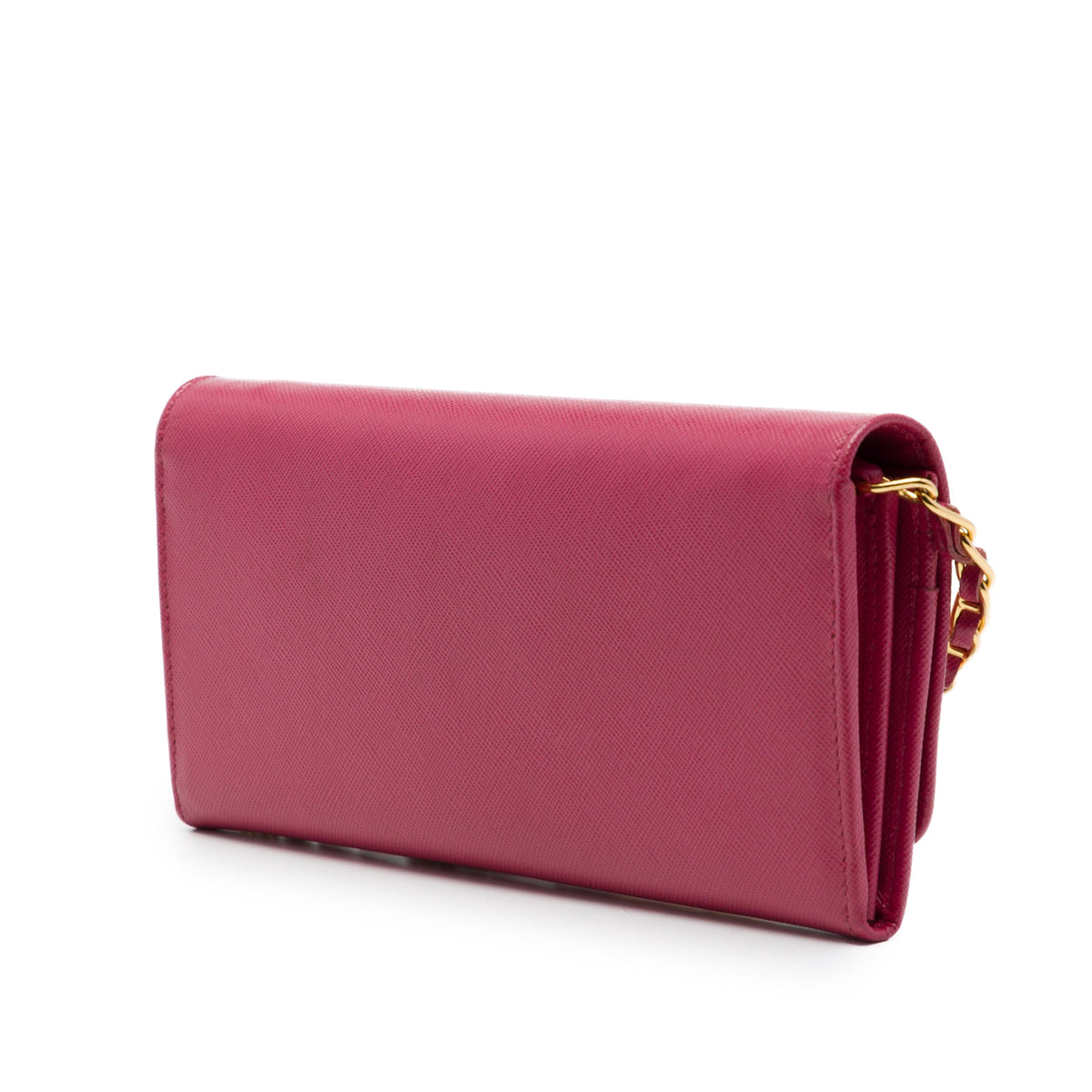 Prada Saffiano Wallet On Chain — Pink