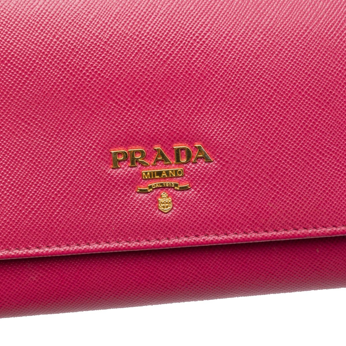 Prada Saffiano Wallet On Chain — Pink