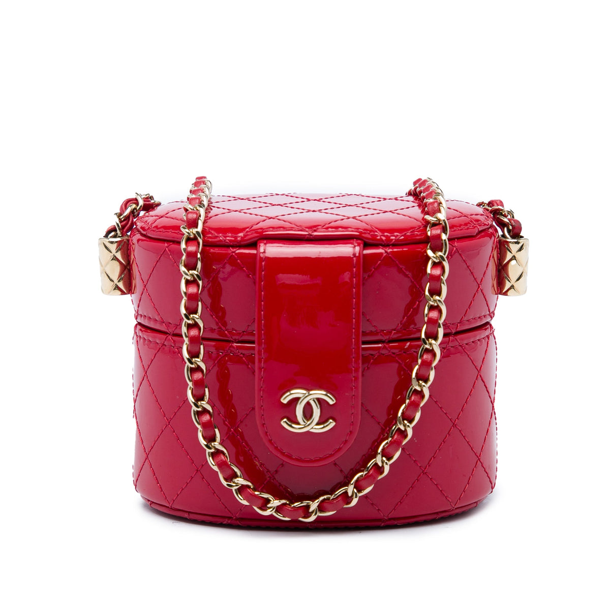 Chanel Mini Quilted Patent CC Allure Vanity Case — Red
