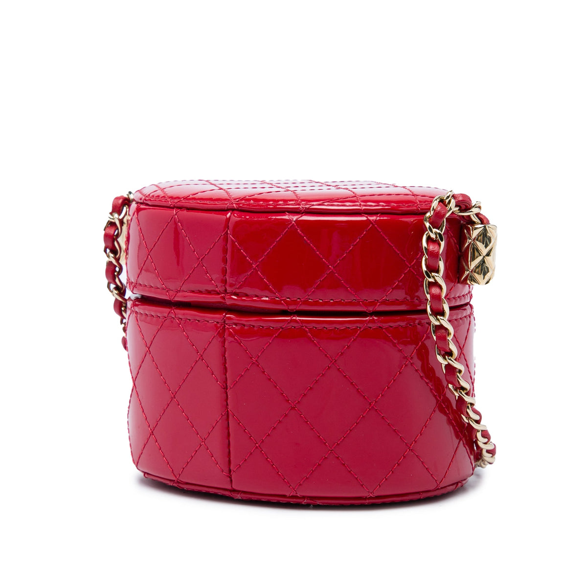 Chanel Mini Quilted Patent CC Allure Vanity Case — Red