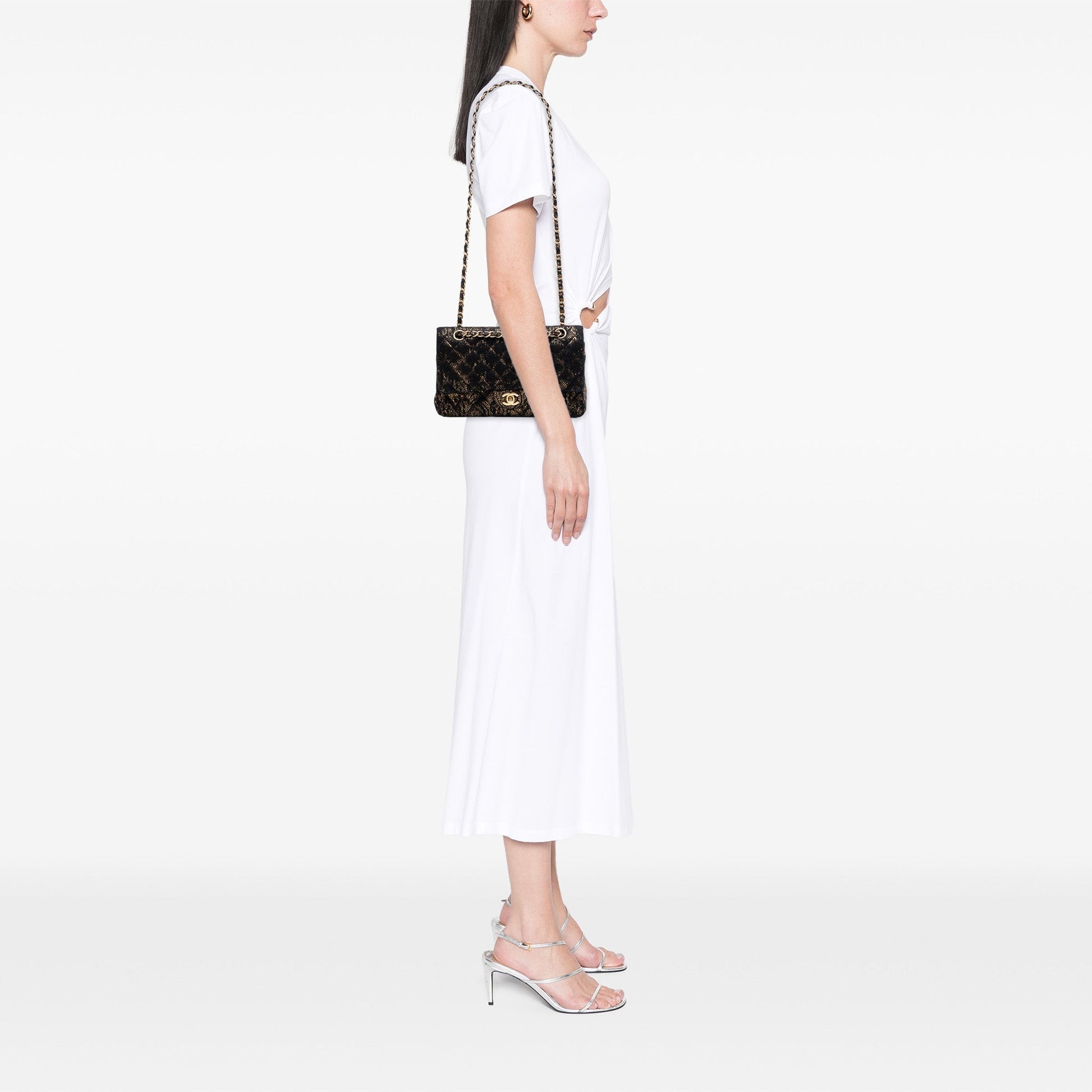 Chanel Medium Quilted Chevre and Lace Classic Double Flap