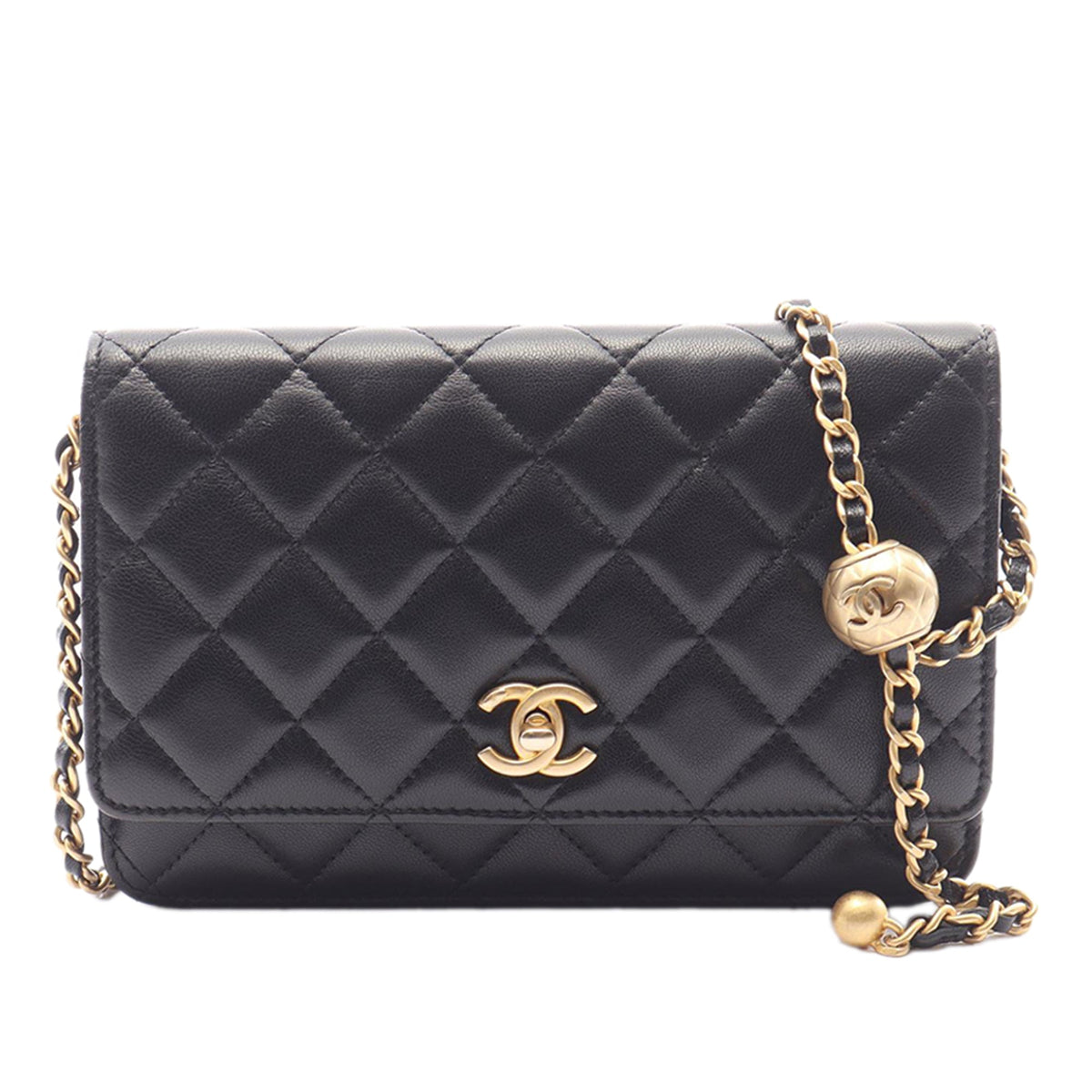 Chanel CC Quilted Lambskin Pearl Crush Wallet On Chain