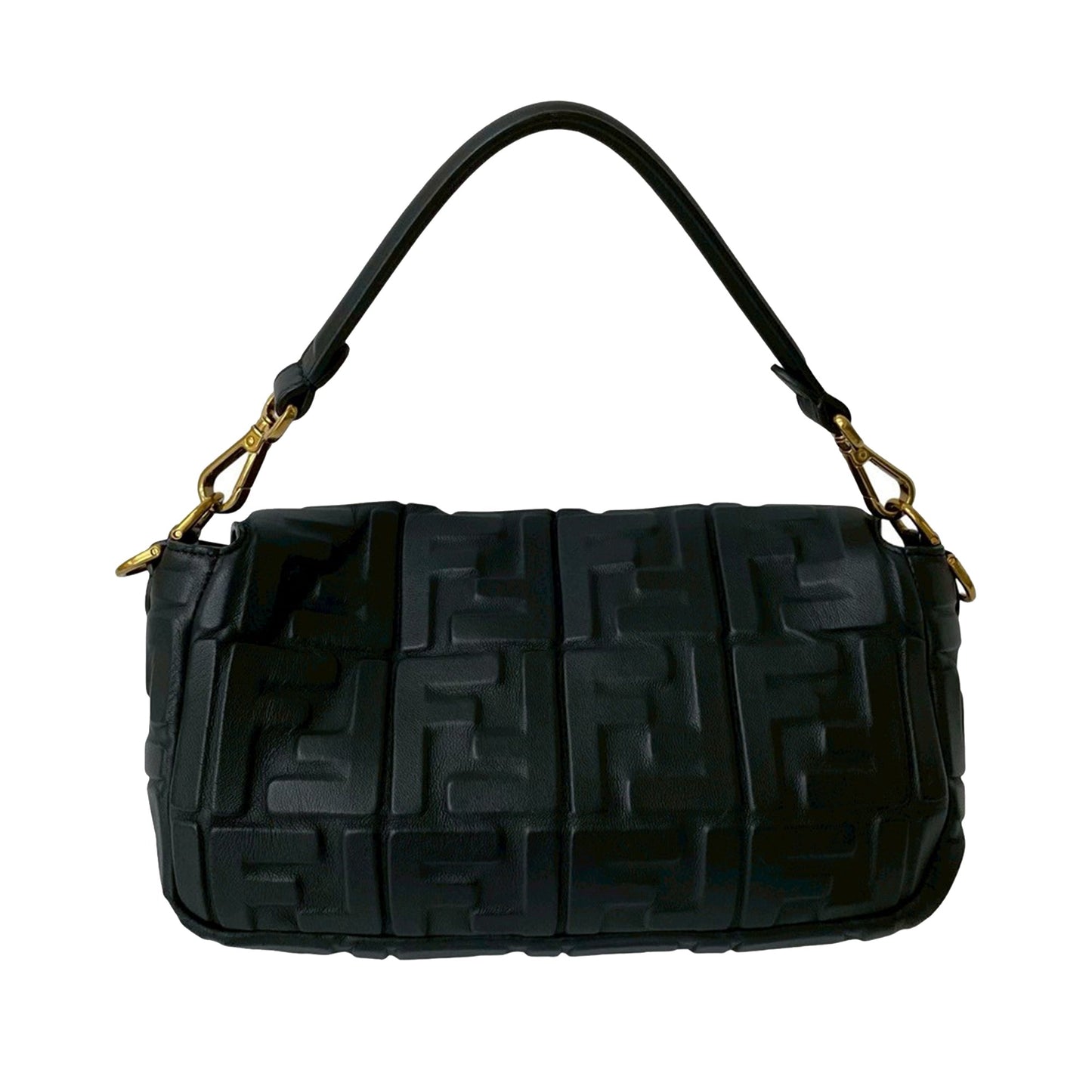 Fendi Zucca Embossed Leather Baguette Satchel