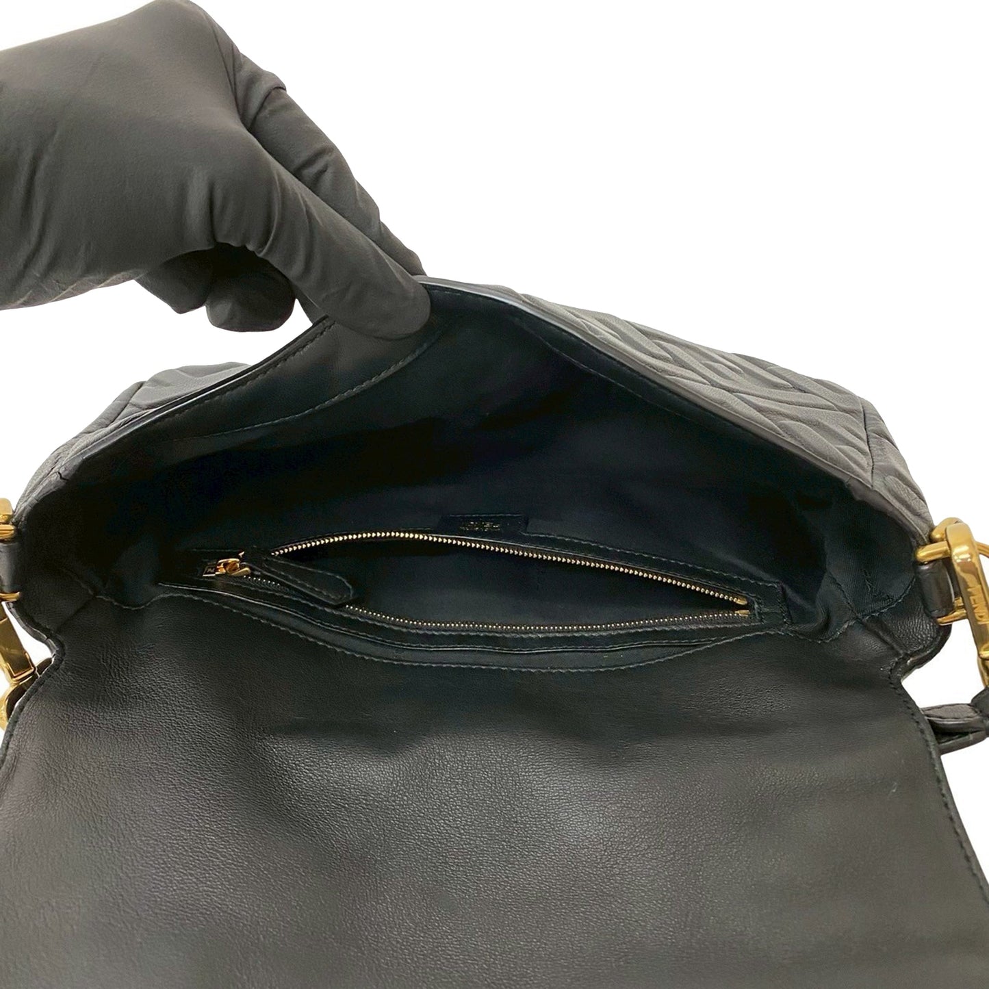 Fendi Zucca Embossed Leather Baguette Satchel