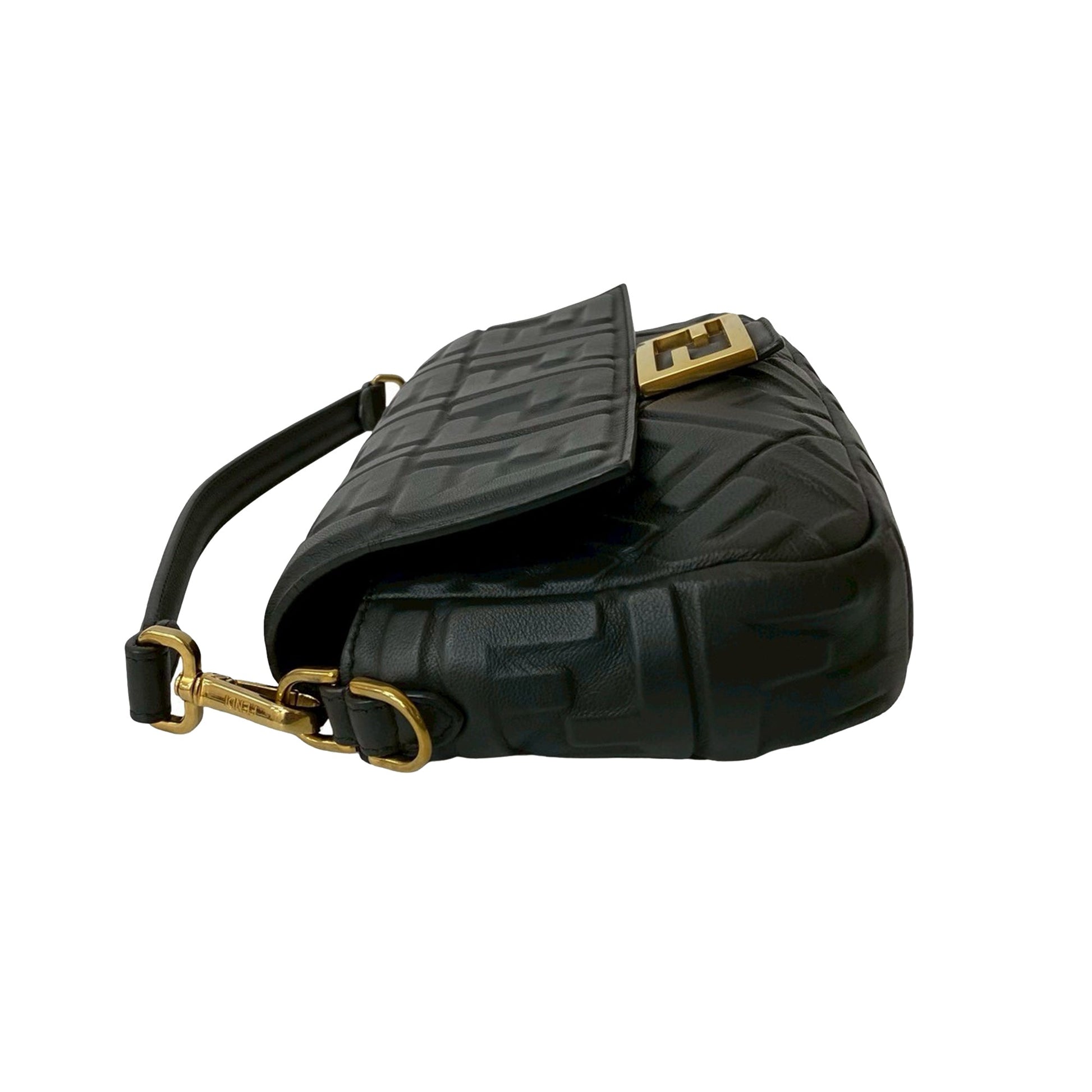 Fendi Zucca Embossed Leather Baguette Satchel