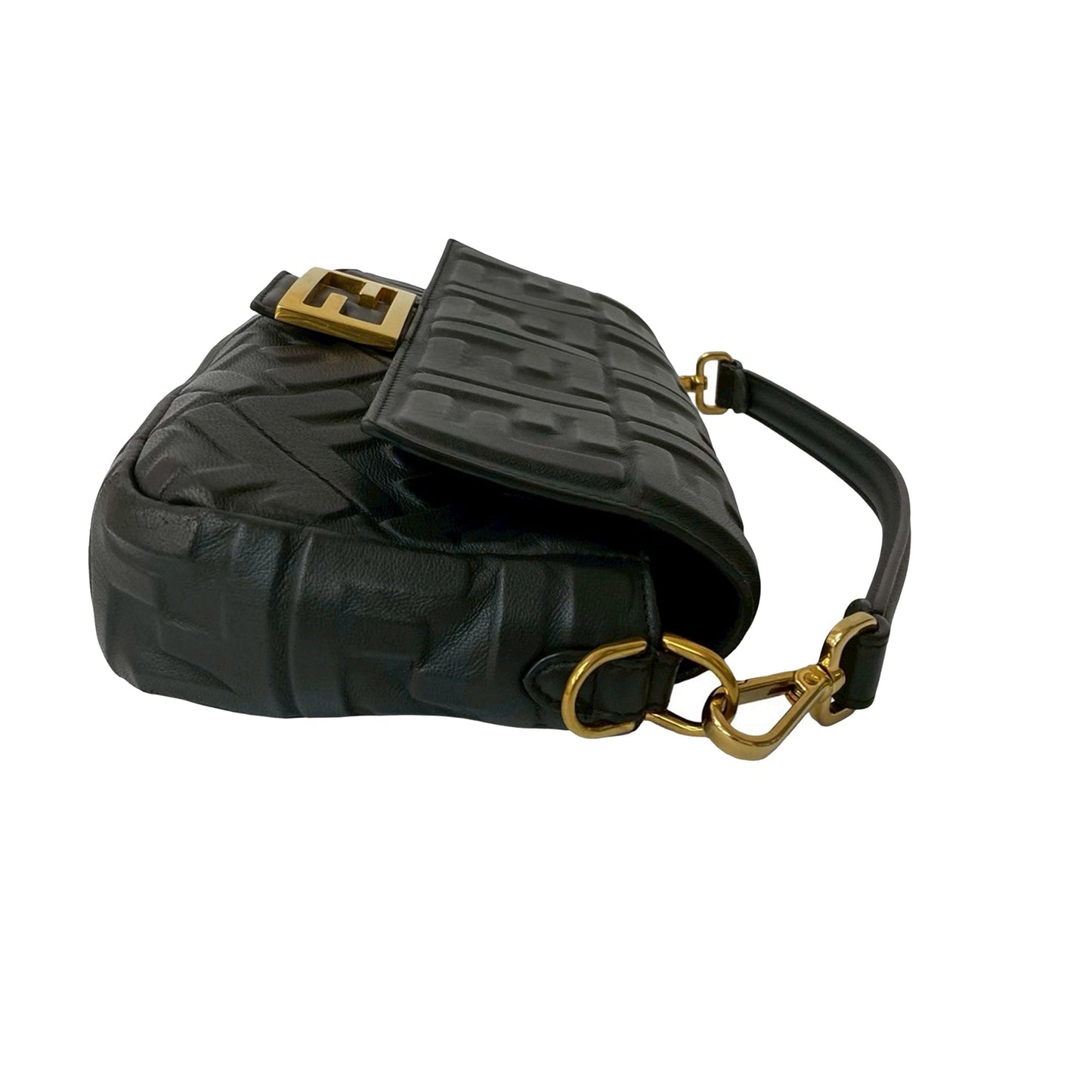 Fendi Zucca Embossed Leather Baguette Satchel