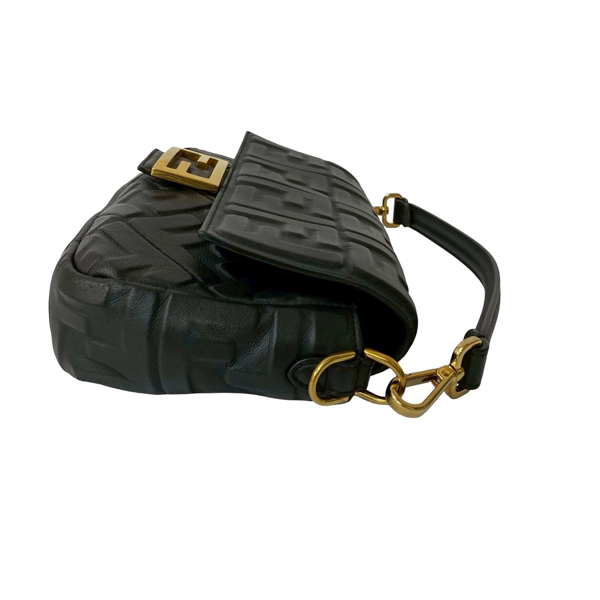 Fendi Zucca Embossed Leather Baguette Satchel