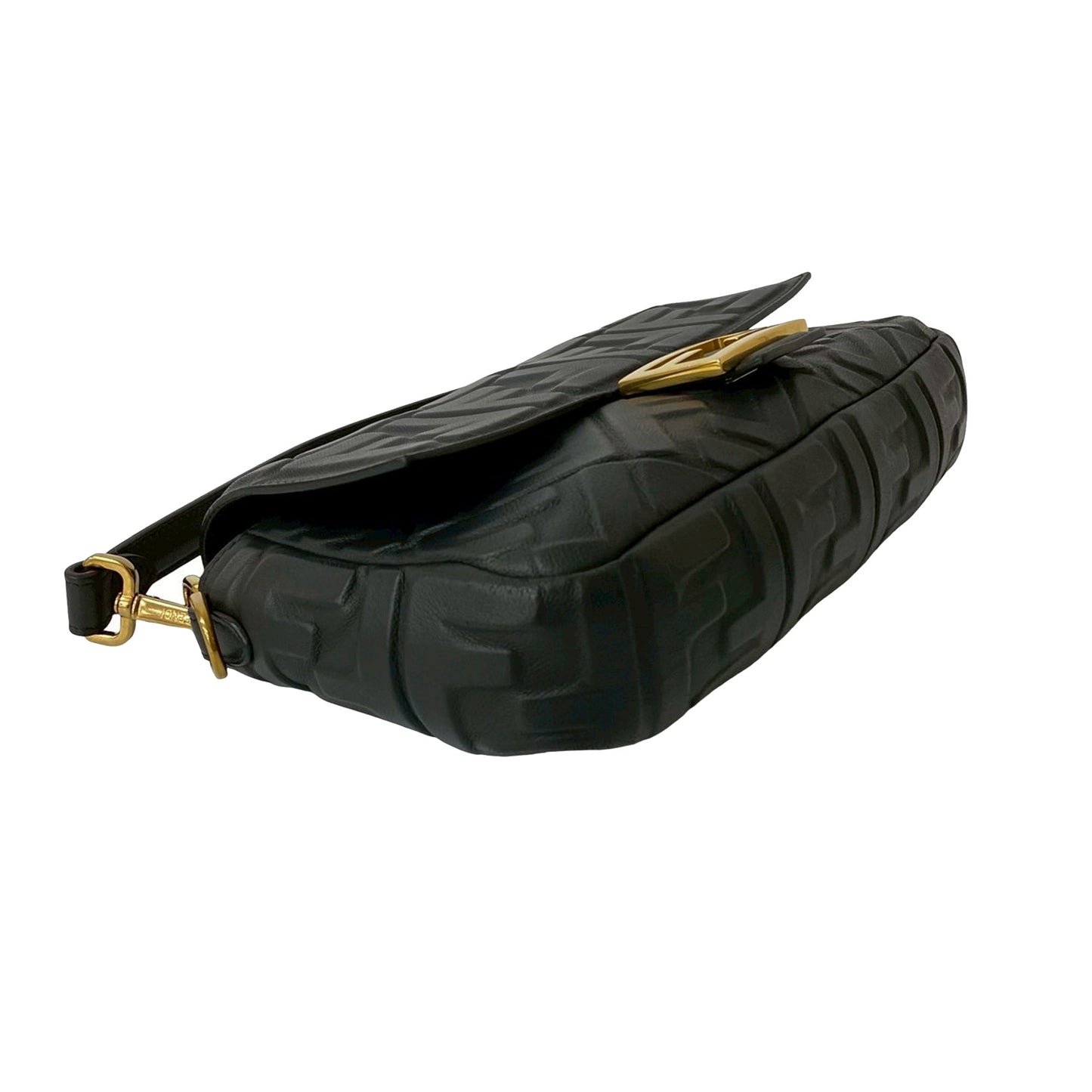 Fendi Zucca Embossed Leather Baguette Satchel