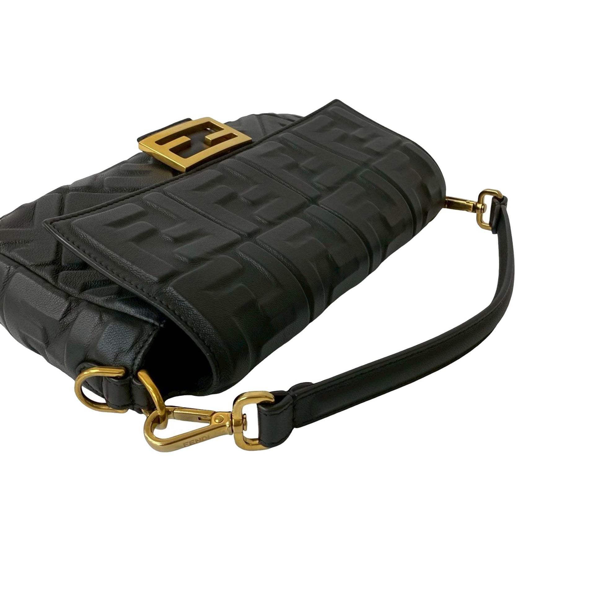 Fendi Zucca Embossed Leather Baguette Satchel