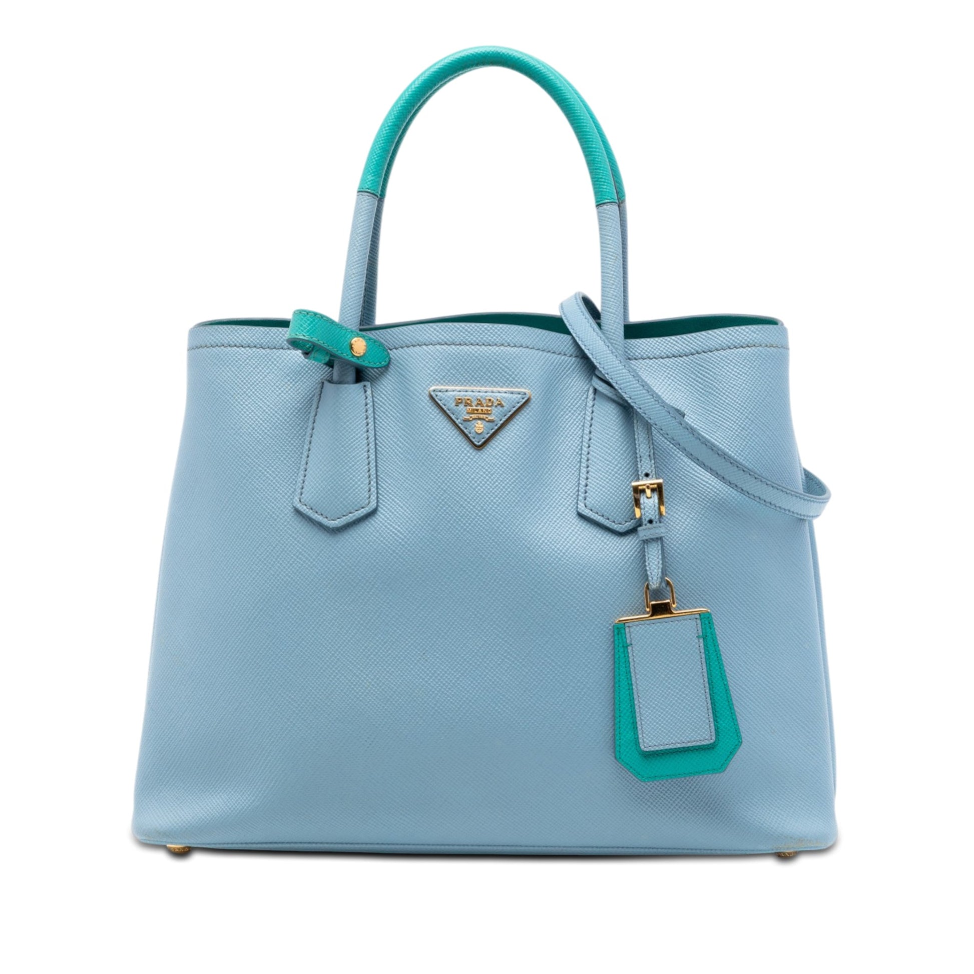 Prada Medium Bicolor Saffiano Cuir Double Satchel