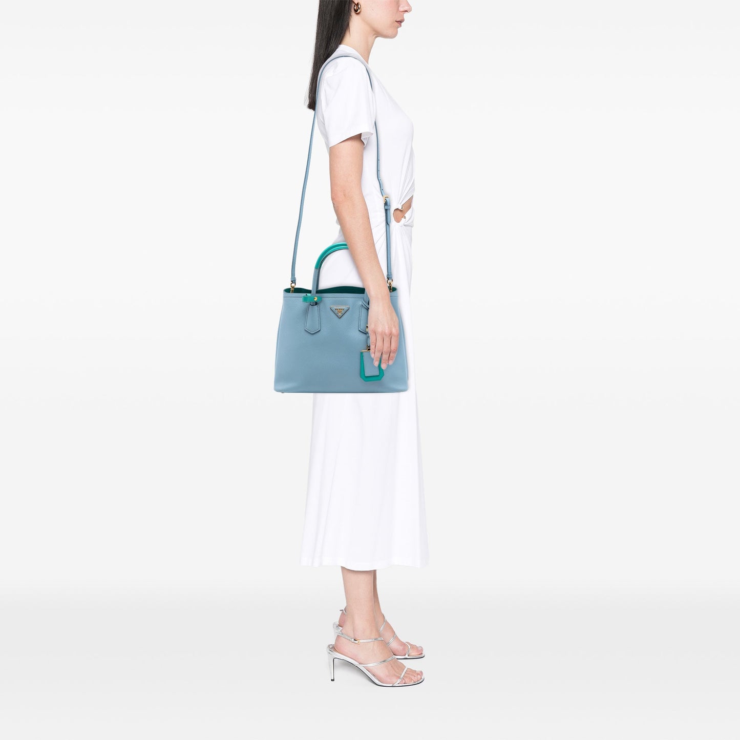 Prada Medium Bicolor Saffiano Cuir Double Satchel
